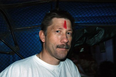 A holy man applied a tikka during the festival