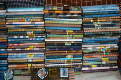 Big selection of mens sarongs, Fatulla Market, Bangladesh