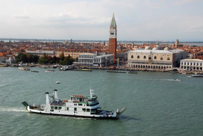 Actv Ferry Metamauco carrying cars along Canale della Giudecca to Lido