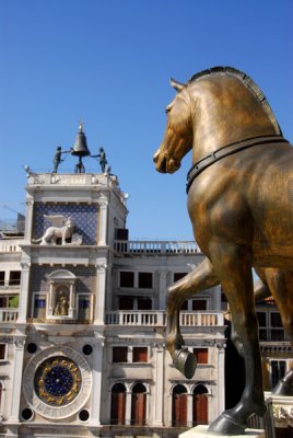 Clock Tower of St. Marks with a bronze Greek horse