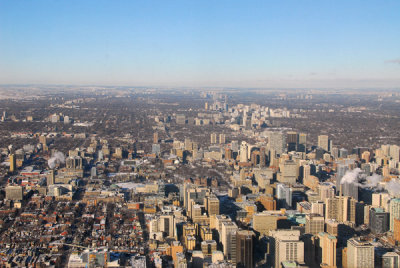 View north of the CN Tower on a clear winter day