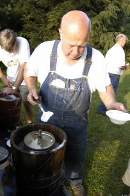 Dishing it out.