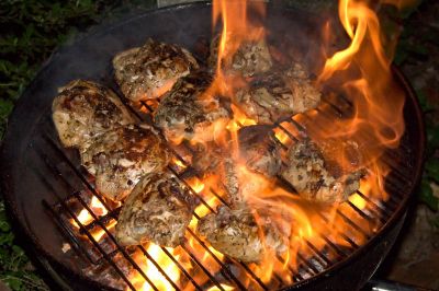 chicken thighs on the grill