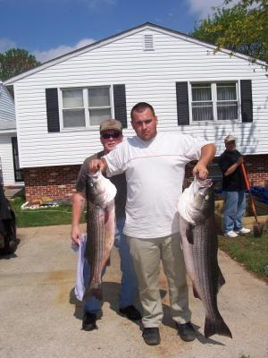 Mike Smith with a 39 and 46 caught off of Chesapeak Beach.
