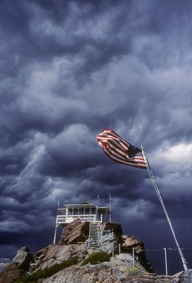 Storm Clouds over Saddleback w Flag