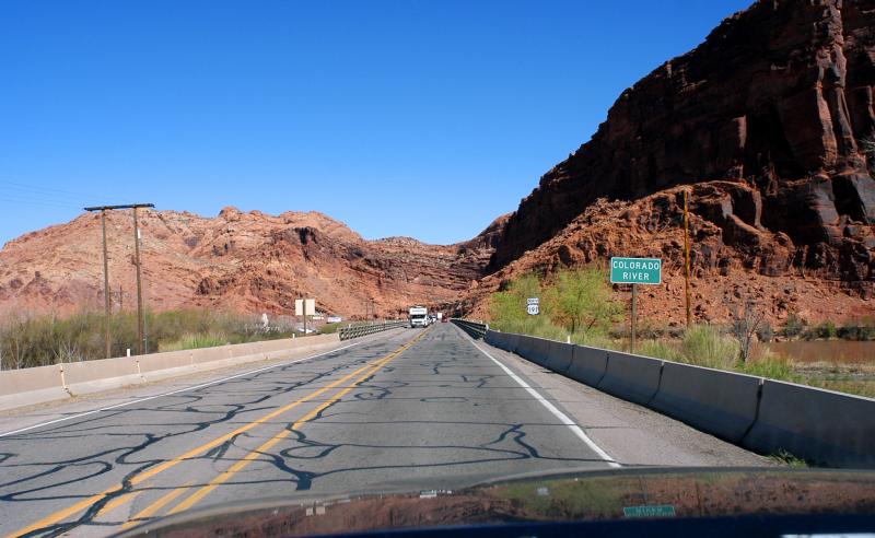 Heading north across the Colorado River just north of Moab