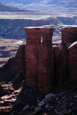 Towers capped by white rim sandstone