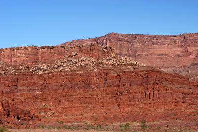 View from below of the Goose Neck Viewpoint on the White Rim Trail