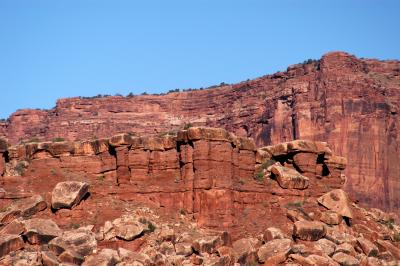 View from Shafer Trail of the Goose Neck Viewpoint on the White Rim Trail