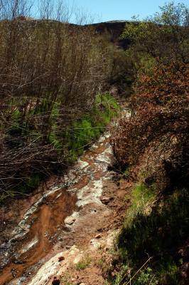 Flowing toward the highway and the Colorado River...