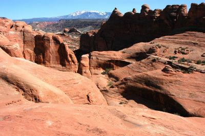 Dead-end canyon and the La Sal Mountains
