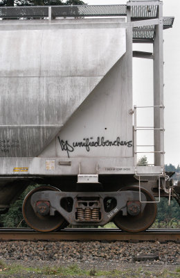 Graffiti on covered hopper