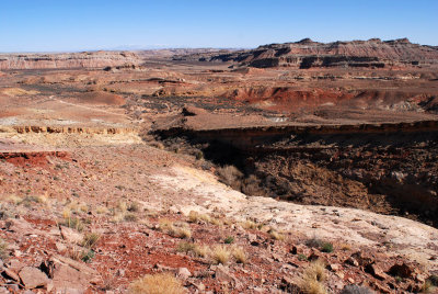 Descend into the canyon to level ground