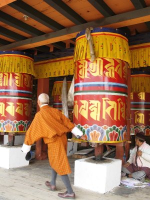 turning the prayer wheels