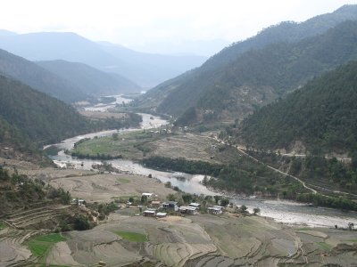 view of the valley from Khamsum Yuelley Namgyal Chorten
