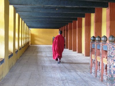in the dzong's hallway