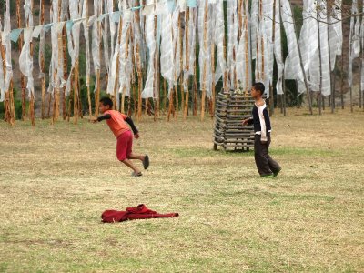 monk novices playing soccer