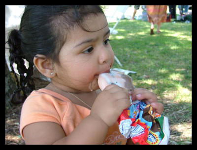 Alina eating ice cream.