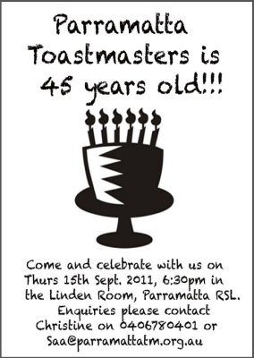 Parramatta Toastmasters Celebrates 45th Birth Day