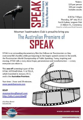 The Australian Premiere of SPEAK