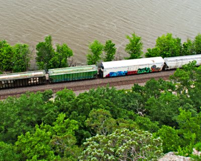 Train passing View from Mississippi Palisades State Park