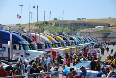 team trucks all lined up