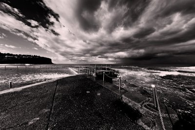 Cloud formation over Avalon in monochrome