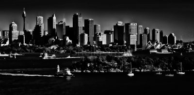 Sydney Harbour in monochrome