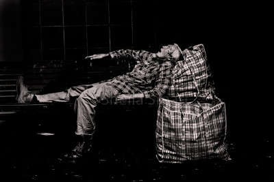 Sleeping man in monochrome