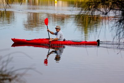 Fred in kayak on Narrabeen Lagoon