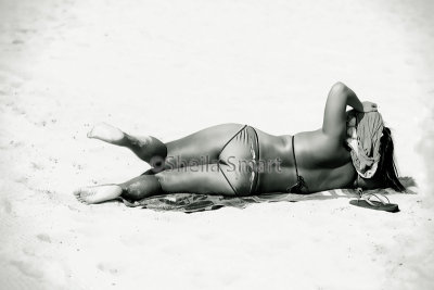 Beach girl in monochrome
