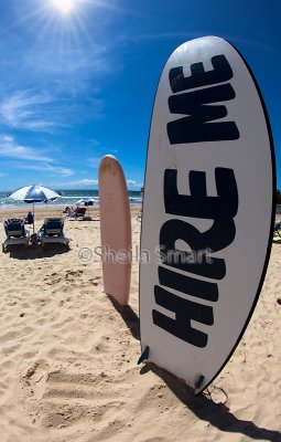 Hire Me sign on Manly Beach