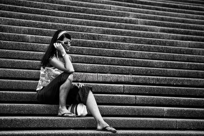Female on Sydney Opera House steps