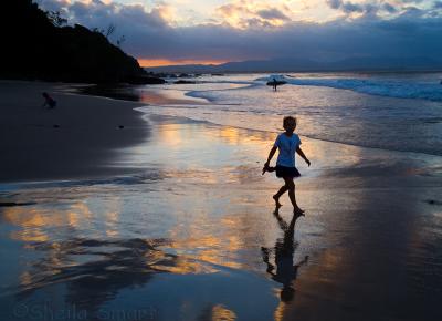 Sunset with little girl