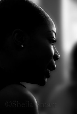 Afro American woman in restaurant