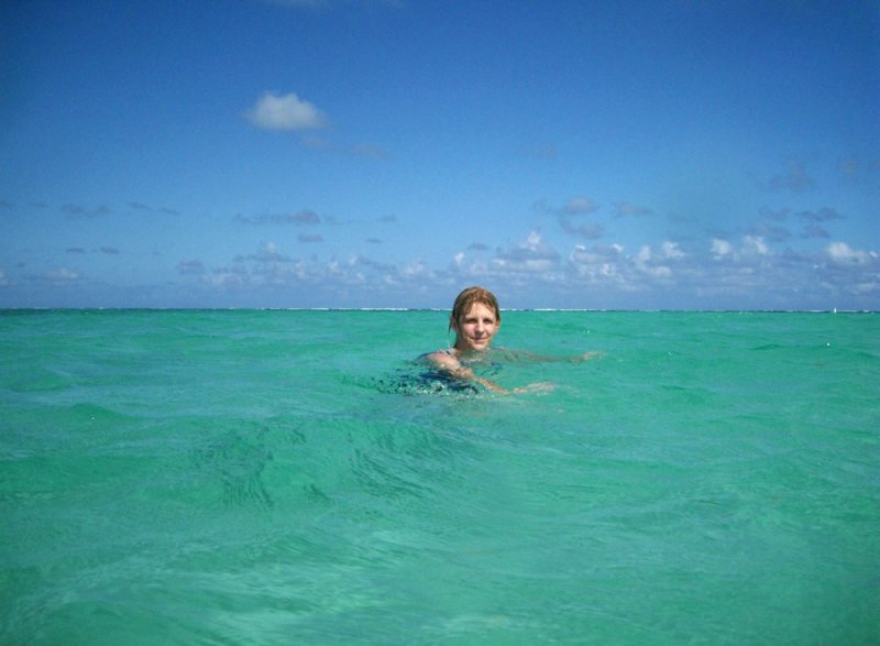 Julie swimming in the ocean