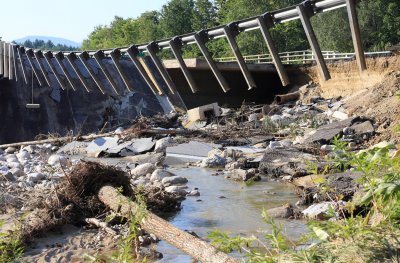 Washed out bridge on route 7 Rutland, Vt.