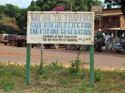 Foster Parrot sign at Lethem airport