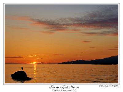 Sunset and Heron #3Kits Beach , Vancouver B.C.