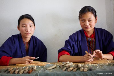 Visiting a handycraft school in Thimphu