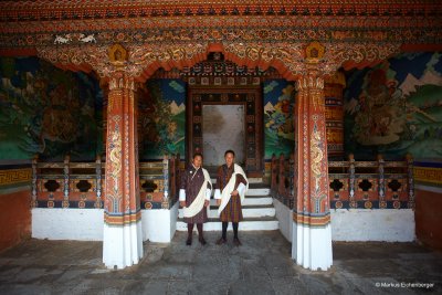 Namgay and Chorten posing in the Dzong