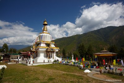 Thimphu Chorten decorated for the wedding