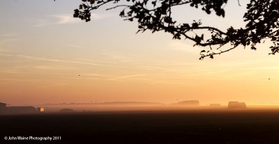 Fields in Misty Sunrise