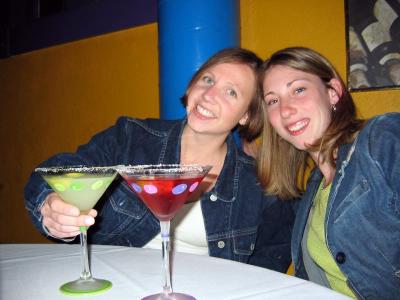 Colleen and Emily with some purdy drinks...Bella Luna