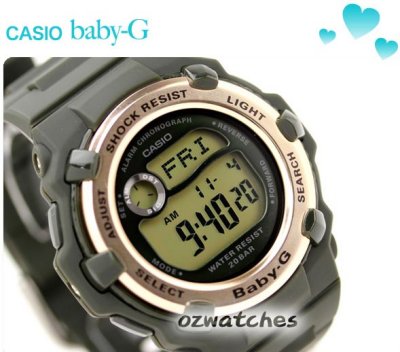 2011 CASIO BABY-G LADIES WORLD TIME BG-3000-3 BG-3000-3DR ELEGANT METAL FACE