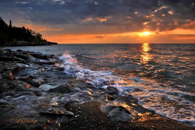 71.2 - Temperance River State Park: Sunrise Waves at Mouth of River
