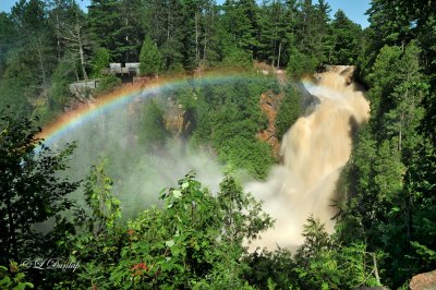 * 56.3 - Pattison State Park:  Big Manitou Falls With Rainbow, Floodwaters