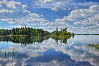 105.9 - Oil:  Arrowhead, Minnesota:  Homer Lake -- Photograph With Oil Paint Effect   