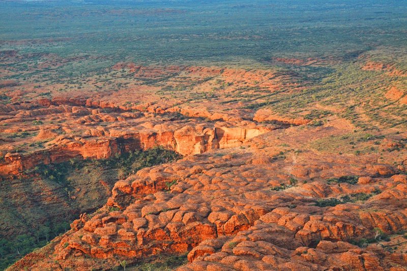 Kings Canyon heading into sunset, Watarrka National Park, Northern Territory, taken from helicoper