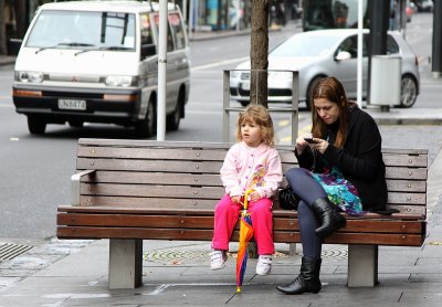 Mum and Daughter in Queen Street, Auckland City